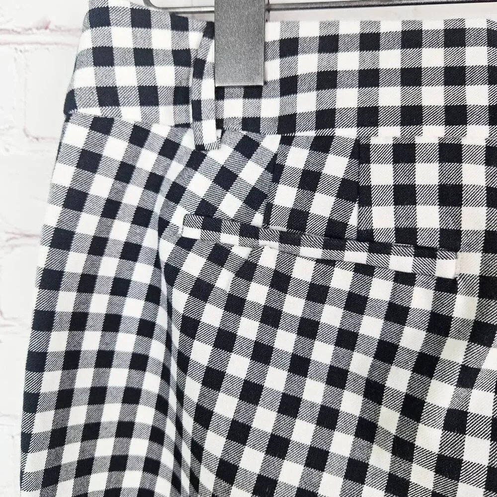TALBOTS Petites Hampshire Ankle Black & White Gingham Check Plaid Print Pant 10P